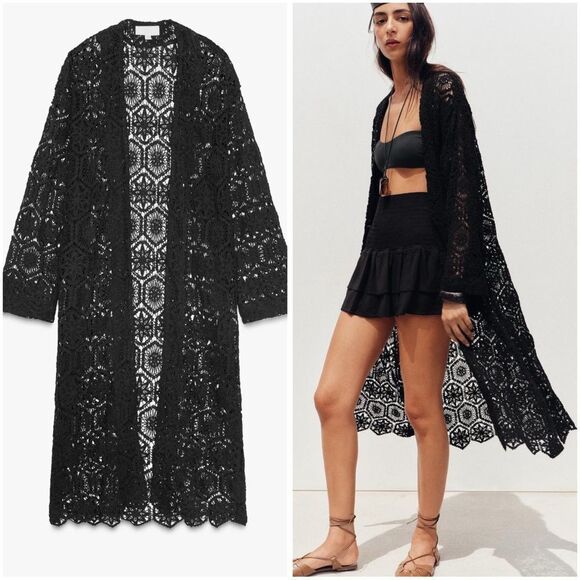 ZARA LONG CROCHET KIMONO